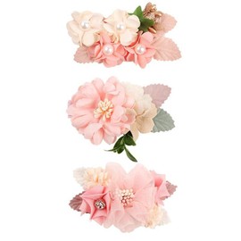 POFET 6 Pieces Flower Hair Clips Artificial Flower Hair Accessories Bow Flower Clip Baby Hair Clips Flower Hair Accessories for Women and Girls