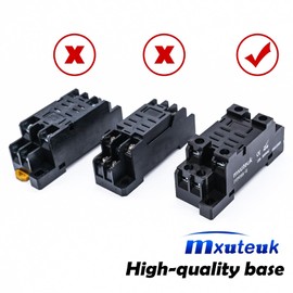 mxuteuk 2pcs JQX-13FL DC 24V Coil 8 Pin 10A DPDT LED indicator Electromagnetic Power Relay, with Base, with DIN Rail Slotted Aluminum