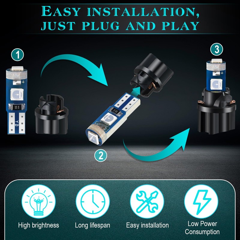 BBTO 40 Set T5 T10 LED Bulbs Dash Lights with