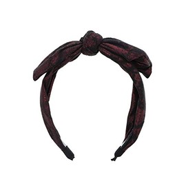 Metallic Covered Holiday Headband With Wired Bow for Women and Girls - Red