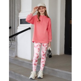 GRACE KARIN Girls Casual Two Piece Outfit Long Sleeve Hooded Top with Stretchy Leggings Comfortable Kids Sweatshirt Set Pink 6-7 Years
