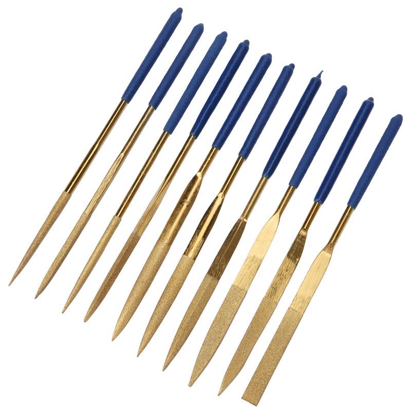 10Pcs Set 4x160mm Mini Titanium Plated Diamonds Needle File Kit
