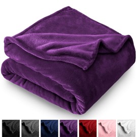 Bare Home Microplush Fleece Blanket - Full/Queen - Ultra-Soft Velvet - Luxurious Fuzzy Fleece Fur - Cozy Lightweight - Easy Care - All Season Premium Bed Blanket (Full/Queen, Plum)
