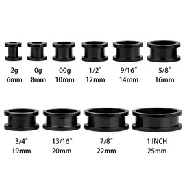 KUBOOZ 12pcs Set Colorful Stainless Steel Screwed Ear Plugs Tunnels Gauges Stretcher Piercings