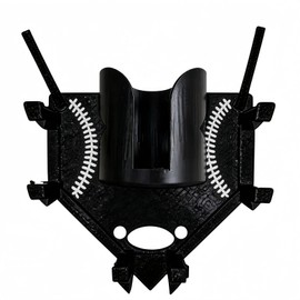 MCNULGUR Baseball Softball Dugout Organizer - Fence-Mounted Hanging Holder for Bat Glove Helmet & Water Bottles - with Secure Clips - Heavy-Duty PLA 3D Print, Keeps Dugout Neat & Accessible (Black)