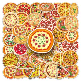 100 Waterproof PVC Pizza Stickers - Party Supplies for Bike, Motorcycle, Skateboard, Luggage