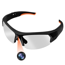 TANGMI Mini Kamera, 1080P HD Brille mit Kamera, Polarisiertes Objektiv, Eingebauter 32GB Speicher, Kamera Brille unterstützt Videoaufnahmen und Fotoaufnahmen für Outdoor-Sport