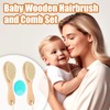 Baby Wooden Brush and Comb, 2 Pieces Natural Goat Bristle