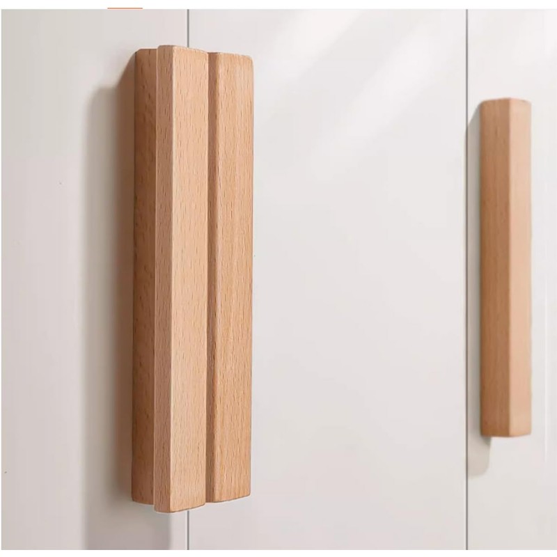 SYZOW 6 Pack Wooden Kitchen Cupboard Handles, Cabinet Hardware Drawer
