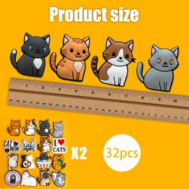 32PCS Cat Shoe Charms, Cute Cat Shoe Decorations for Croc, Waterproof DIY Shoe Accessories, Fun Cat-Themed Gifts for Teens, Boys, Girls