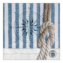 Ambiente Napkins Motif : Compass and rope - Compass + Knots maritime - 20 Napkins pro packing, 33x33 cm