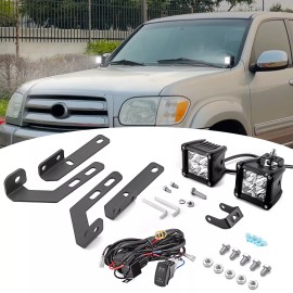 SI For 2000-2006 Toyota Tundra 40W Hood Ditch 3" LED Cube Pods & Mounts & Wiring