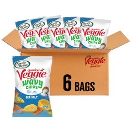 Sensible Portions Veggie Wavy Chips, Sea Salt Flavor, Gluten-Free Chips, 7 Ounce Bag, 6-Pack