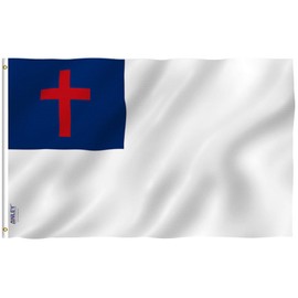 Anley Bandera Cristiana Fly Breeze de 3 x 5 pies, Color Vivo y Resistente a la decoloración UV, cabecera de Lona y Doble Costura, Banderas religiosas de poliéster con Ojales de latón de 3 x 5 pies