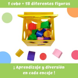 Edudak, 18 Coloridos Juguetes Sensoriales de Formas 1 Clasificador de Formas para Ensartar, Juguete de Clasificación de Formas para Niños y Niñas