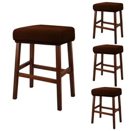 Lussenwert - Juego de 4 fundas rectangulares para taburetes de cambiador de jacquard, elásticas, lavables, con bandas elásticas, color café