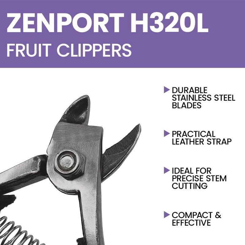 Zenport H320L Fuji/Orange Fruit Clippers with Strap, Forged Stainless Steel,