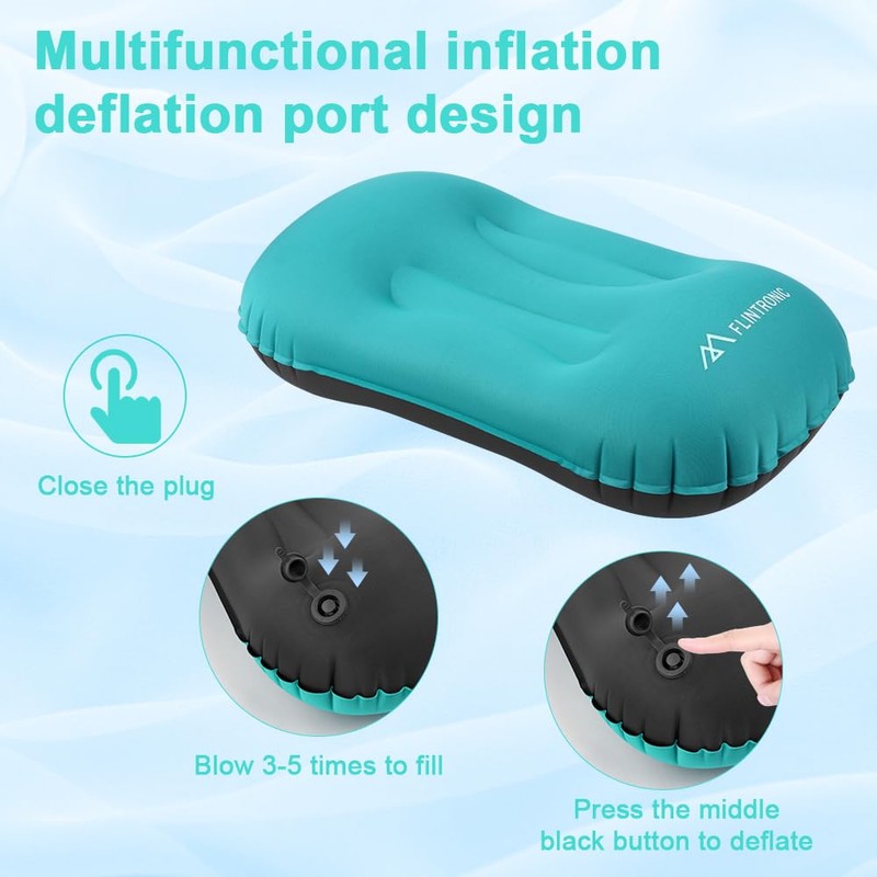 flintronic Inflatable Camping Pillow, TPU Ultralight Inflatable Cushion for Beach,