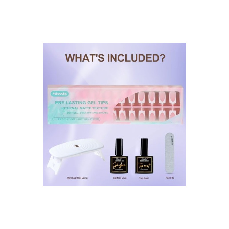 Misssix Uñas francesas profundas, 160 puntas de gel francesas, uñas