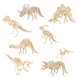 Felimoa Wooden 3D Puzzle Dinosaur 3D Interior Figurine Model Set of 8
