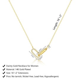 Luxval Gold Necklace Dainty Gold Plated Diamond Pendant Necklaces Simple CZ Paperclip Pendant Choker Necklaces Cute Gold Cubic Zirconia Open Oval Choker Necklaces for Women Trendy Gold Jewelry Gift