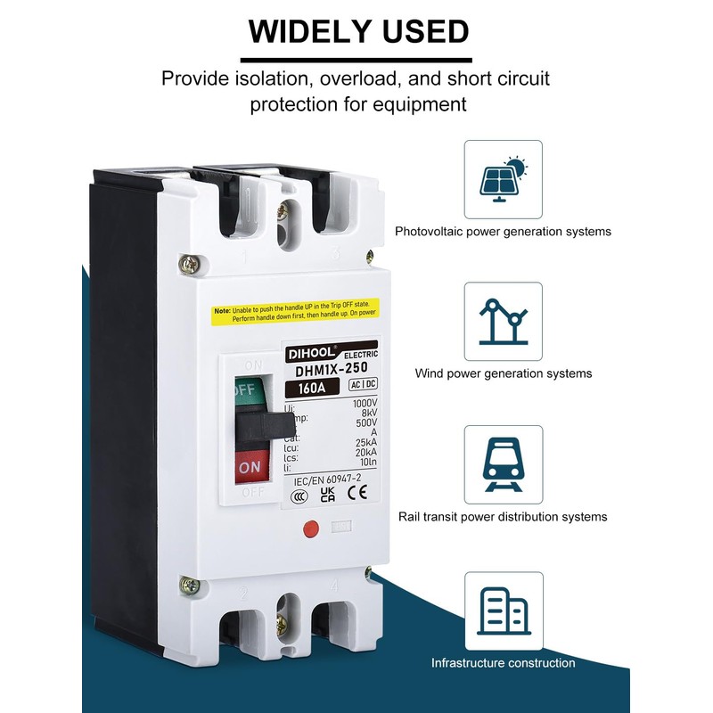 DIHOOL DC Main 160 Amp Circuit Breaker, 500V Battery Disconnect