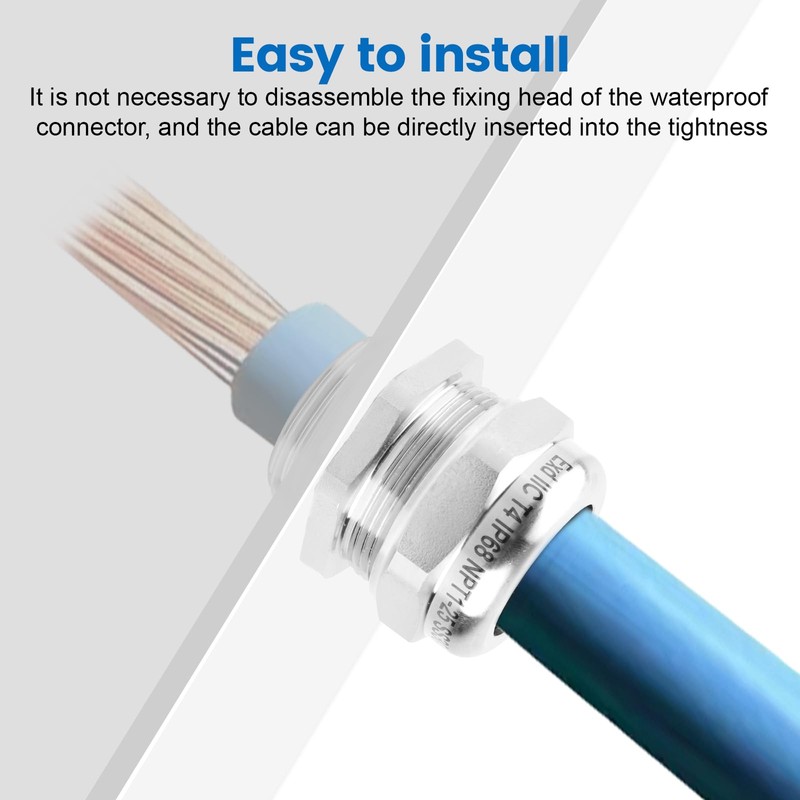 2 Pcs 3/4" NPT Stainless Steel Waterproof Cable Gland, IP68