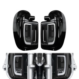 HCmotorku Motorcycle Lower Vented Leg Fairings Glove Box with LED Fairing Lower Grills Light Fit for Harley Touring Street Glide Road Glide Electra Glide 2014-2024 Vivid Black