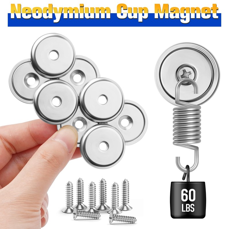 VNDUEEY Neodymium Cup Magnets, Strong Rare Earth Magnets, 60LBS 8