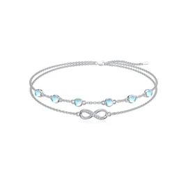 Dorunmo Infinity Anklet 925 Sterling Silver Moonstone Anklet June Birthstone Jewelry for Mom Women Wife