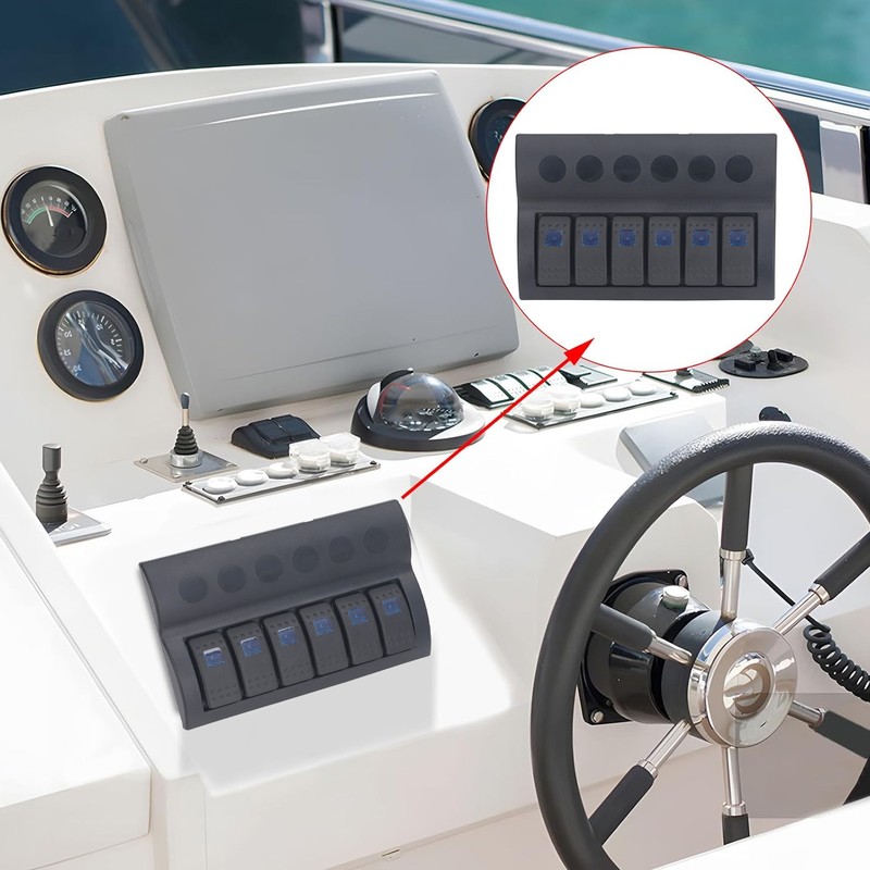 Electrical Switch Panel 6 Gang Pre Wired Blue LED Switch