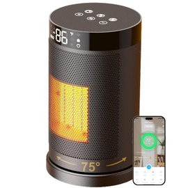 Space Heater, Electric Heaters for Indoor Use, Digital Display, 24H Timer 1500W PTC Ceramic Heater for Office Bedroom Home Smart Space Heater with WiFi & Alexa Control with 75° Oscillation