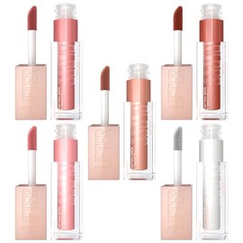 Maybelline Kit 5 Brillos Labiales Lifter Gloss, 5.4ml c/u, de Larga Duración, con Ácido Hialurónico, Brillo hidratante hasta por 4 horas, con aplicado