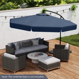 Tangkula 10FT Offset Hanging Umbrella with Cover, Patio Cantilever Umbrella w/ Easy Tilt Adjustment, Crank, Ruffled Edge, 8 Ribs, Sun-Protective Canopy, Heavy-Duty Outdoor Parasol for Pool Garden Deck (Navy)