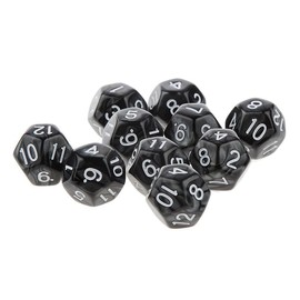 Yourandoll 10pcs Polyhedral Dice D12 Dice 12 Dice for Dungeons and Dragons, DND, TRPG, MTG and More Table Games (Black)