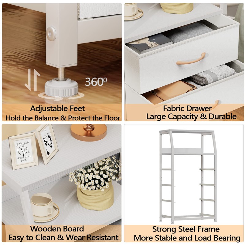 Furnulem Tall 4 Drawers Dresser, Vertical Storage Tower for Bedroom,