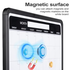 Lumspax Small Monthly Whiteboard Calendar for Wall, Mini 11" x 14" Dry Erase Board with Plastic Frame, Hanging Dry Erase Calendar for Kitchen Planner, Home, Office