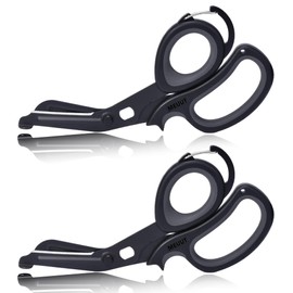 MEUUT 2 Pack Medical Scissors Trauma Shears with Carabiner design, 7.5" Fluoride Coated Non-stick Blades Bandage Scissor for Nurses, EMT, Household, outdoors
