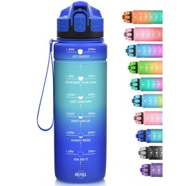 Niggeey Sports Water Bottle 500 ml, 700 ml, 1 L, 1.5 L Water Bottle Children Leak-Proof, BPA-Free Tritan Motivational Water Bottle with Time Marking, Sports Bottle for Children, School, Fitness, Gym
