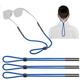 KECHIO Sports Glasses holder Strap(3 PCS) - Sunglasses strap for Men Women kids - Adjustable sunglasses string chain lanyard retainer - Eyeglass Holders Around Neck, blue