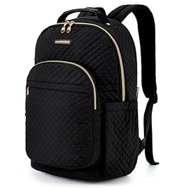 Laptop Backpack for Women Laptop Backpacks for 15.6” Notebook Casual Computer Bag Stylish Stitch Pattern LIGHT FLIGHT Daypack for Work Travel Business College Large Black