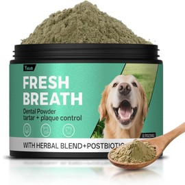 Dog Teeth Cleaning Powder,Brush Free Natural Pet Dental Powder,Bad Breath & Tartar & Plaque Off Remover with Probiotics,Vet Formulated Gentle Dog Breath Freshener for Small,Medium,Large Advanced Dogs