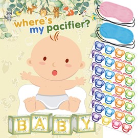 Kopokita Pin The Pacifier on The Baby Game with 48 PCS Pacifier Stickers Games Poster for Baby Shower Party Kids Birthday Party Supplies 21'' x 28''