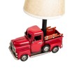 YCHTEWY-Unique Rustic Red Vintage Truck USB Table Lamp with Burlap