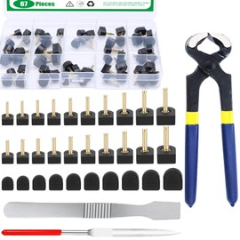 Yauhar 67Pcs High Heel Tips Replacement Kit with Repair Tools, 8mm/9mm/10mm/10.5mm/11mm/12mm U Shape Skid Resistant Heels Tips Dowels for Stiletto (2.4/3.0mm Nail Diameter)