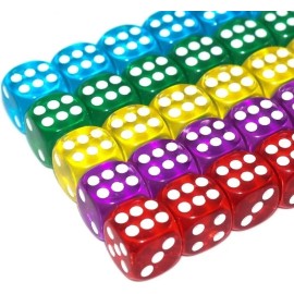Unbranded 50 of Pack 14MM 6 Sided Dice Set Translucent Colors Dice with Black Pouch for B