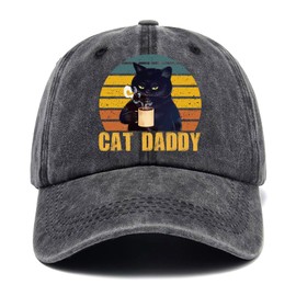 Cat Daddy,Funny Baseball Cap,Funny Hats,Men Dad Hat,Cat Hat,Cat Lover Hat Gifts,Adjustable Cotton Baseball Cap for Men Black