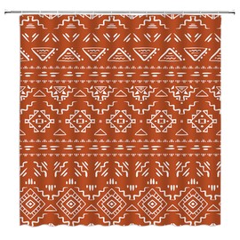 ABONAN Boho Geometric Shower Curtain Orange Modern Farmhouse Tribal Retro Western Aztec Abstract Mid Century Art Fabric Bathroom Curtains Decor Set with Hook(70" WX70 H)