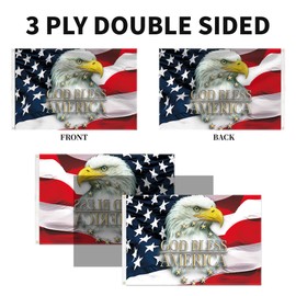 3ply God Bless America with Eagle Flag 2x3 Ft Double Layers Heavy Duty Durable Large Flag Banner Outdoor Indoor Decorations with 2 Brass Grommets