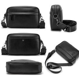 Bandolera Hombre,Mariconera,Crossbody Hombre,Bolsa Mensajero Bandolera Piel,Impermeable Bolsa Crossbody,Para Uso Diario,Deportes,Empresas,Senderismo,viajes,negro